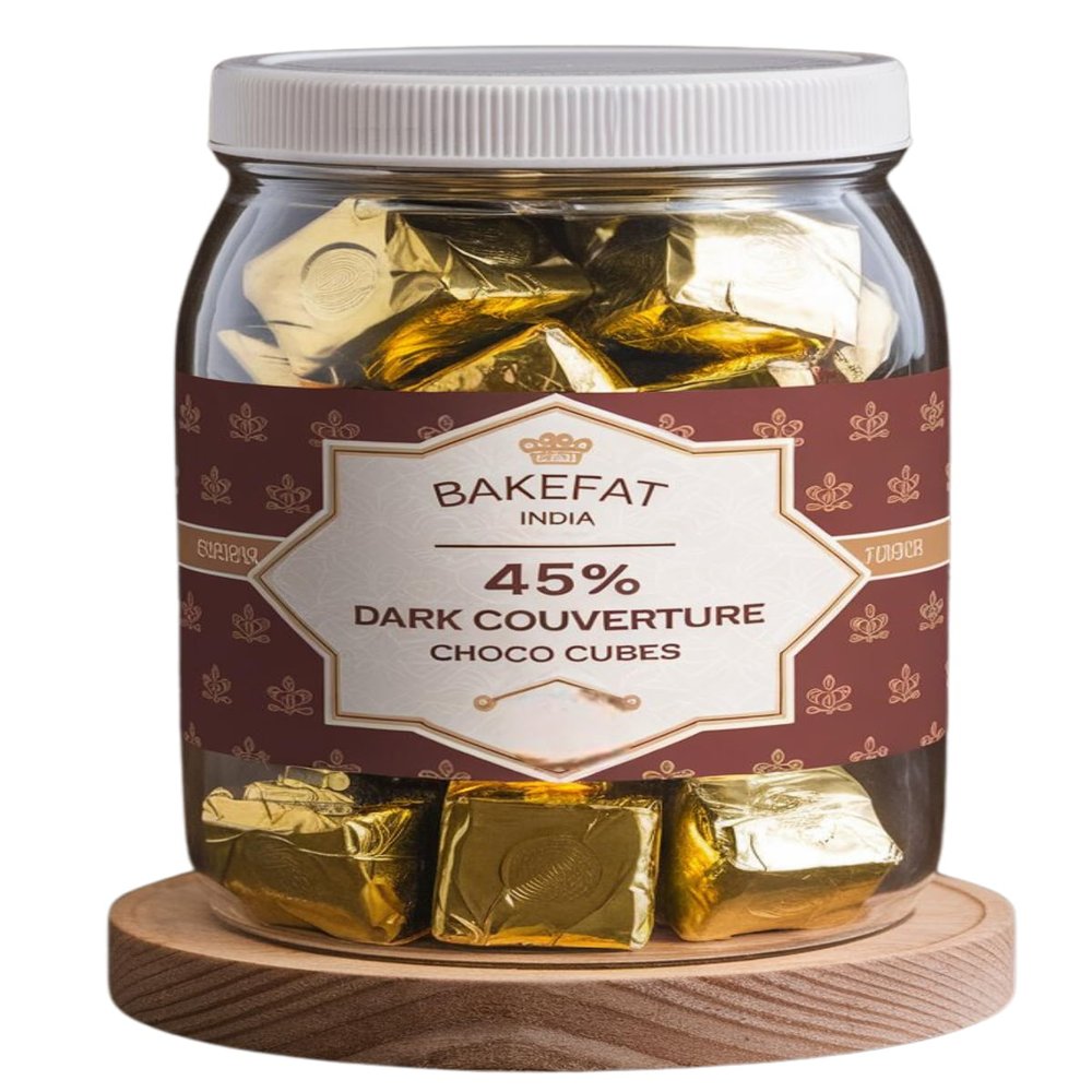 Bakefat India Belgian golden Cubes Dark Couverture-500 Grams,folden foil wrapped cubes/Perfectly crafted for baking, melting, and indulging in pure chocolate bliss