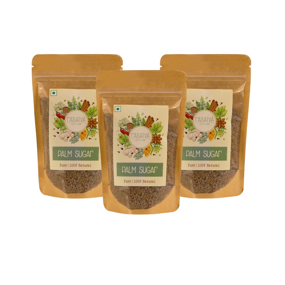 Rasatva Palm Sugar | 100% Natural | Natural Sweetener | No Additives | No Preservatives | Pack of 3 x 200g