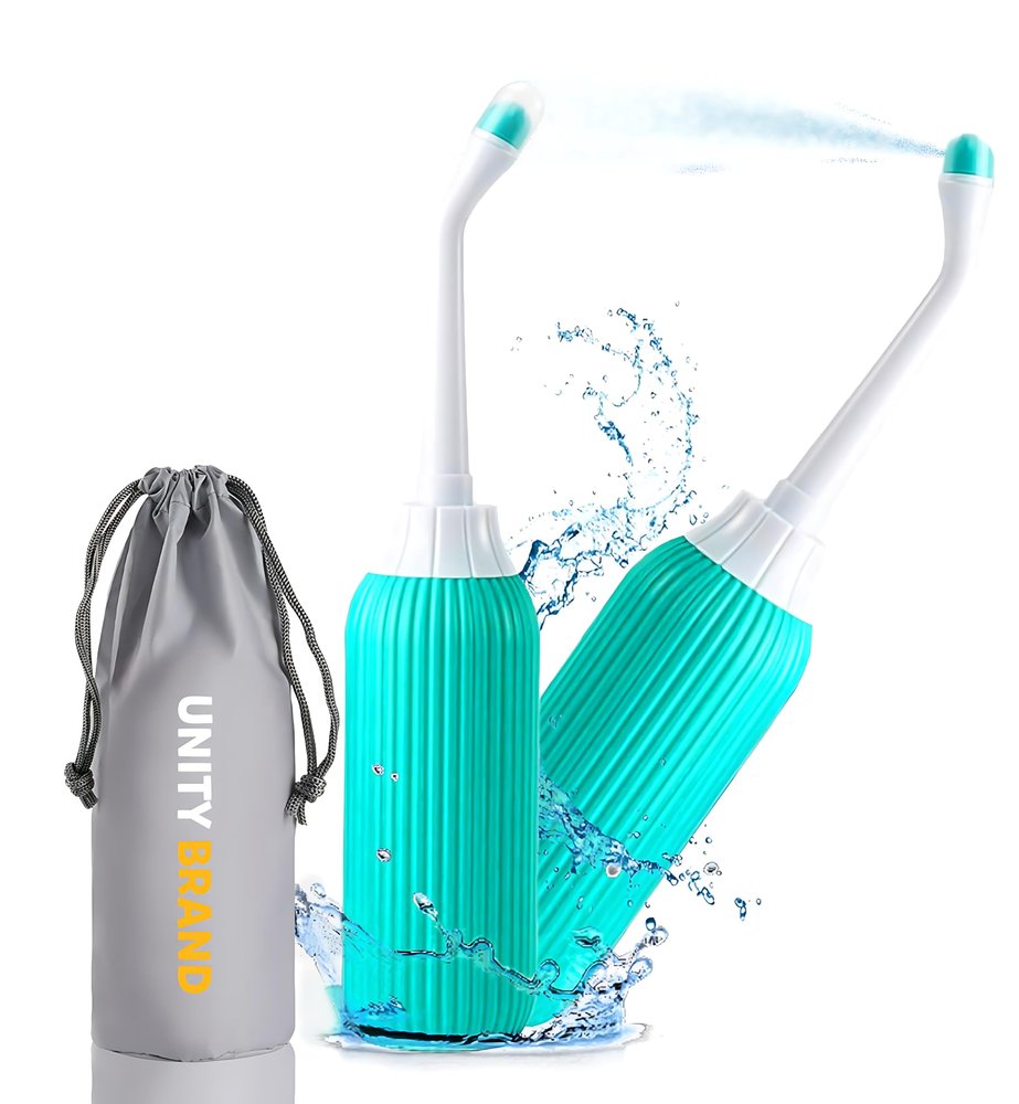 Unity Brand 500ML Plastic Portable Jet Spray Retractable Handheld Water Spray Bidet, Easy-to-use Portable Bidet with Angled Nozzle Spray, Bidet Spray for Toilet, Travel Bag (500 ML)