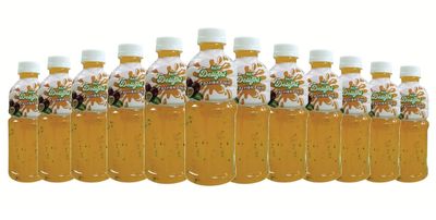 Basil Delight Flavored Drink with Basil Seed,Flavored Fruit drink, Ready to Serve Drink (250ml pack of 12, Passion fruit)