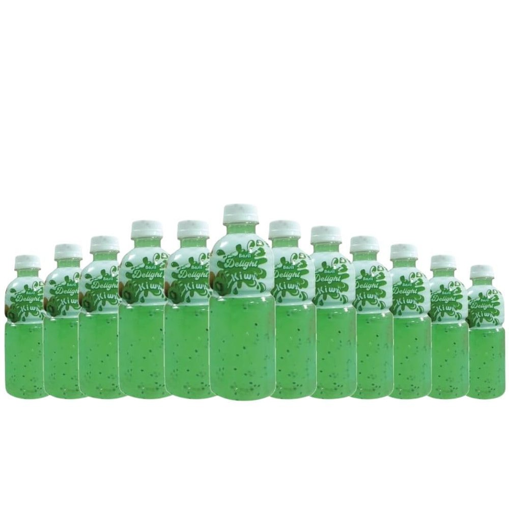Basil Delight Flavored Drink with Basil Seed,Flavored Fruit drink, Ready to Serve Drink (250ml pack of 12, kiwi)