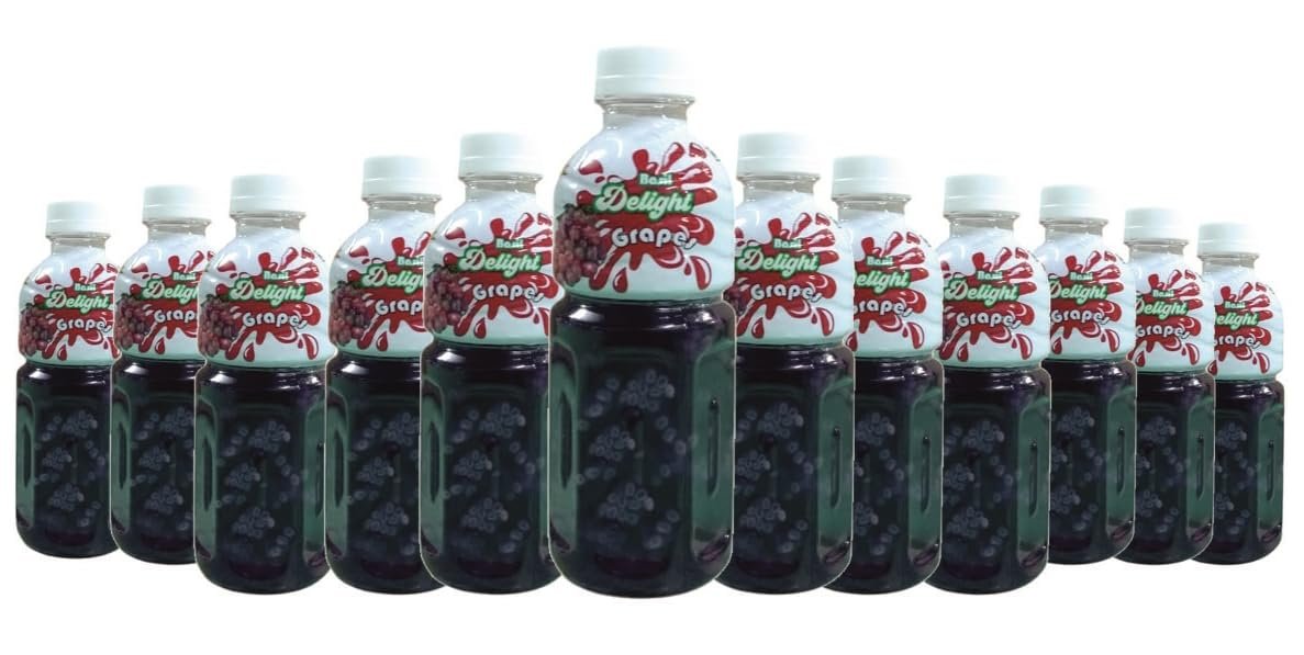 Basil Delight Flavored Drink with Basil Seed,Flavored Fruit drink, Ready to Serve Drink (250ml pack of 12, Grapes)
