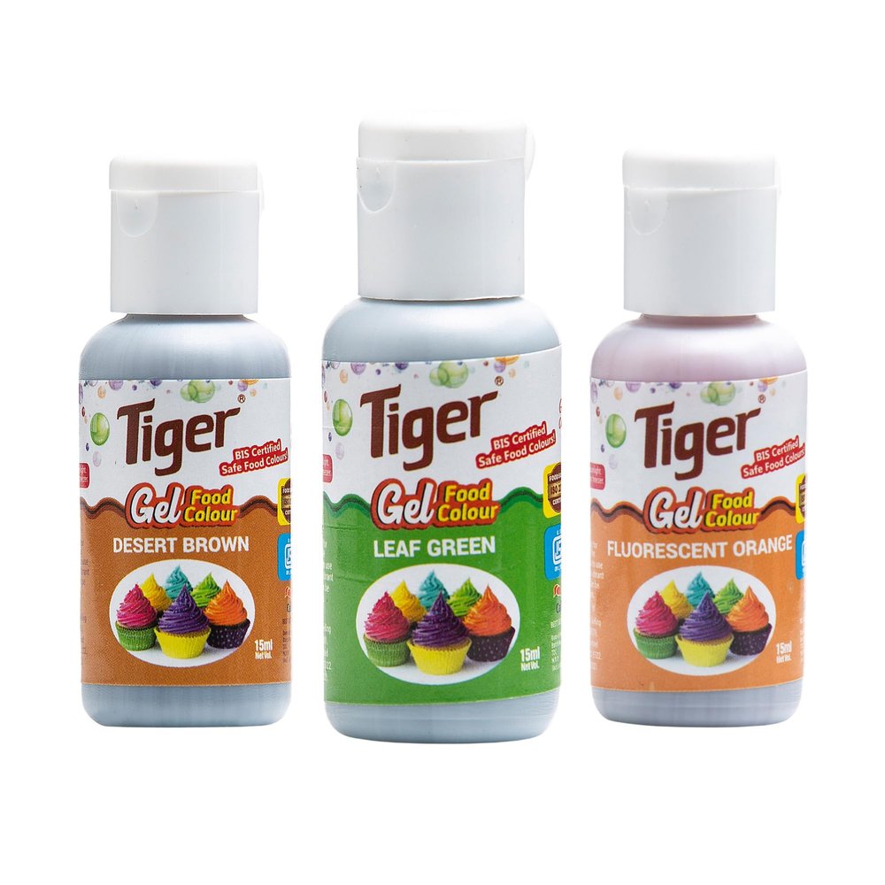 Tiger Desert Brown, Fluorescent Orange, Leaf Green Premium Liquid Food colour