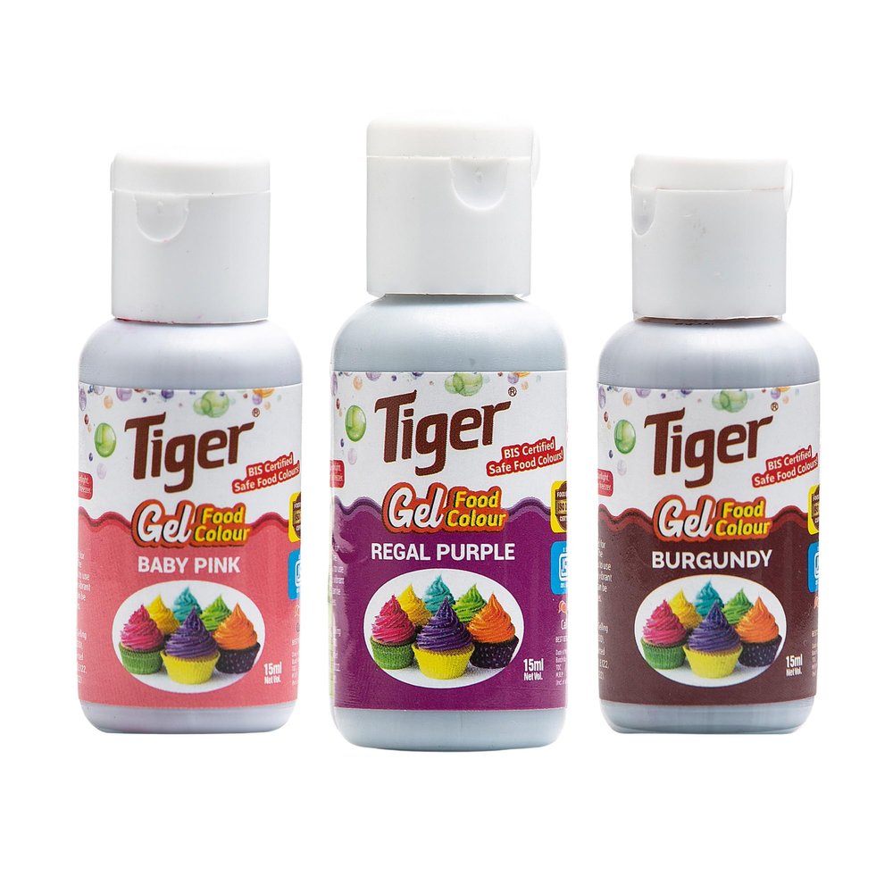 Tiger Baby Pink, Regal Purple, Burgundy Premium Liquid Food colour