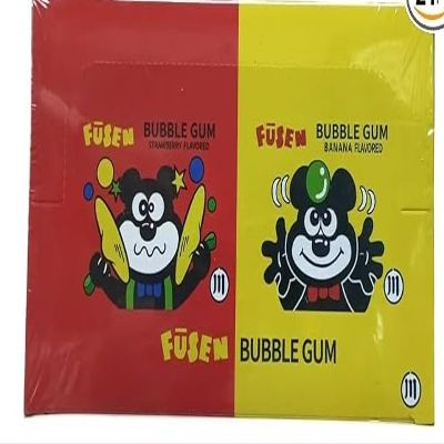 Fusen Gum Bubble,Strawberry and Banana Flavoured Bubble Gum Strip, 24 Boxes Each Box Contain 5 Strips (Product of Japan)