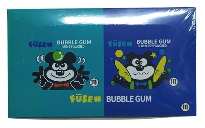 Fusen Chewing Gum Strip, Blueberry & Mint Flavor 24 Boxes Each Box Contain 5 Strips (Product of Japan)