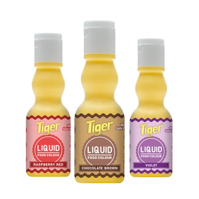 Tiger Chocolate Brown, Rasberry Red, Violet Premium Liquid Food colour