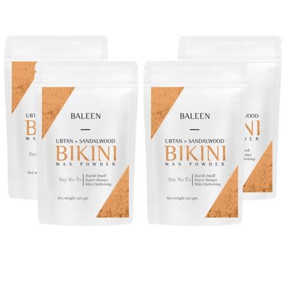 BALEEN Bikini Wax Powder Women with Ubtan & Sandalwood 120 Gm (Pack Of 4) | Painless Herbal Hair Removal Powder for women Bikini Area, Legs, Hands & Underarms with No Harmful Chemicals, No Irritation