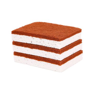 Cutting EDGE Coconut Fiber Coir - Biodegradable Non Scratch Cellulose & Long Lasting Scrubbing Pads for Kitchen Cleaning Dishes and Pots  Pack of 3 (10cm  7cm)