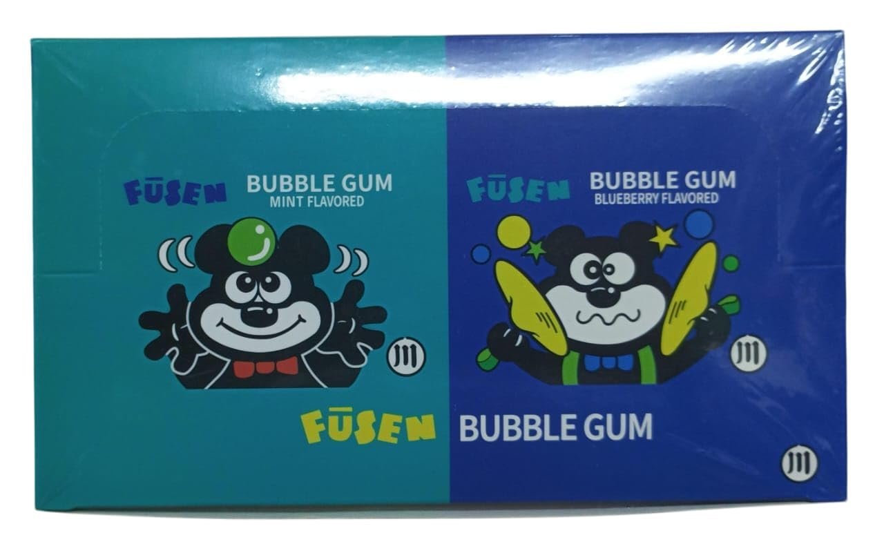 Fusens Bubble Gum, Mint and Blueberry Flavours Delightful Bubblegum With a Burst Of Blueberry & Mint Flavor 24 Boxes Each Box Contain 5 Strips (Japan)