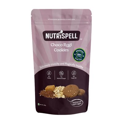 Nutrispell Choco Ragi Cookies Healthy, Delicious Millet Cookies with Rich Chocolate Flavor | High in Fiber & Calcium | Guilt-Free Snack for All Ages | 100% Natural | 150g