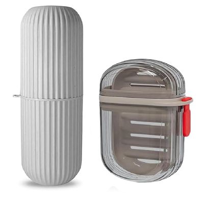 Forewild Capsule Travel Toothbrush Case Cover Holder Portable Toothbrush Storage,Transparent Plastic Leakproof Portable Travel Bar Soap Box Case