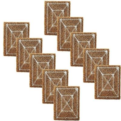 GS SHOPPE Coconut Fiber Scruber Pad | Eco-Friendly Coire Dish Washer Scrub | Coconut Fiber Scruber for Utensils, Kitchen, Vessels, Dishes | Non Scratch & Odor Free Pack of (10)