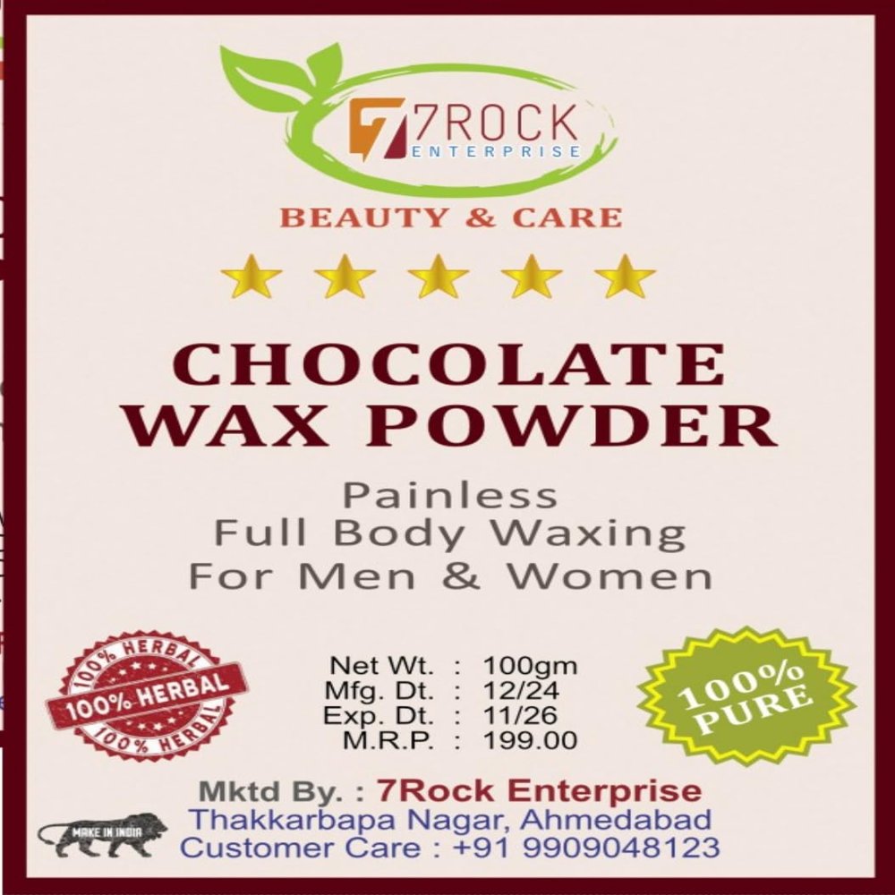 7Rock Enterprise Chocolate Wax Powder, 100gm, Painless Full Body Waxing for Men & Women