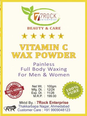 7Rock Enterprise Vitamin C Wax Powder, 100gm, Painless Full Body Waxing for Men & Women