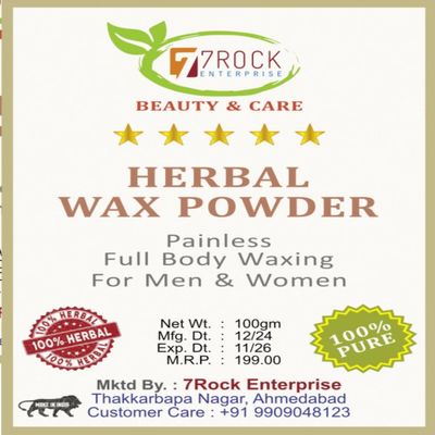7Rock Enterprise Herbal Wax Powder, 100gm, Painless Full Body Waxing for Men & Women