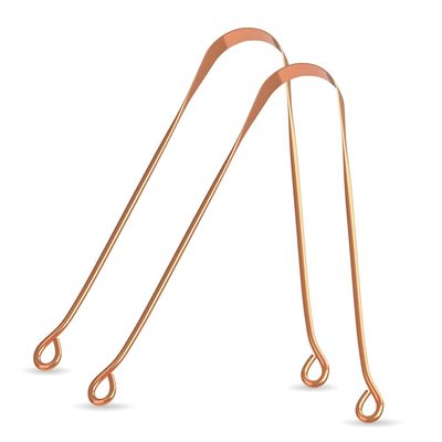 EESHA ETERNAL Copper Tongue Cleaner for Kids & Adults - Ayurvedic Tongue Scraper for Superior Oral Hygiene, Fresh Breath, Natural Mouth Detoxification| Traditional Art of Tongue Cleaning with 100% Copper - Healthier Smile (Round)