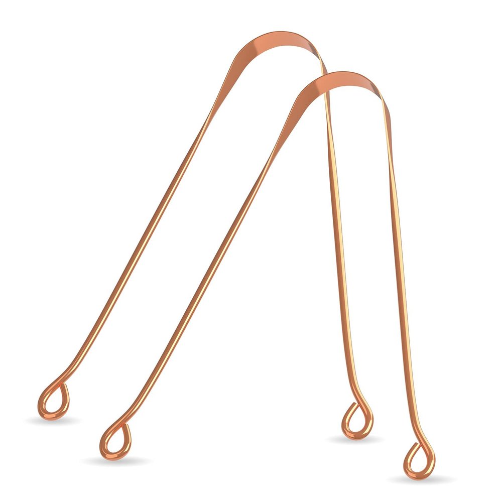 EESHA ETERNAL Copper Tongue Cleaner for Kids & Adults - Ayurvedic Tongue Scraper for Superior Oral Hygiene, Fresh Breath, Natural Mouth Detoxification| Traditional Art of Tongue Cleaning with 100% Copper - Healthier Smile (Round)
