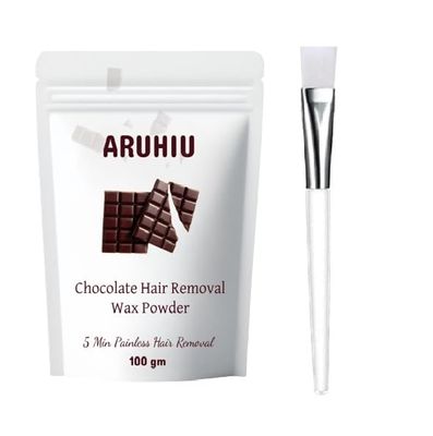 ARUHIU Bikini Body Wax Powder for Women - 5 Minutes Painless Herbal Wax Powder for Hair Removal Easy to use at home, No chemicals - No Irritation, No Skin rashes for Women and Girls (100gm) (Chocolate Wax Powder)