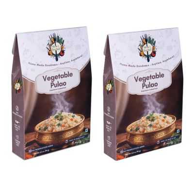 Moms DryDeli Ready to Cook Veg Pulao (90g, Pack of 2) | Ready in 15 Minutes | Serves 2-3 | No Preservatives | Traditional Home-Cooked Taste | Easy to Prepare | Healthy & Wholesome Food