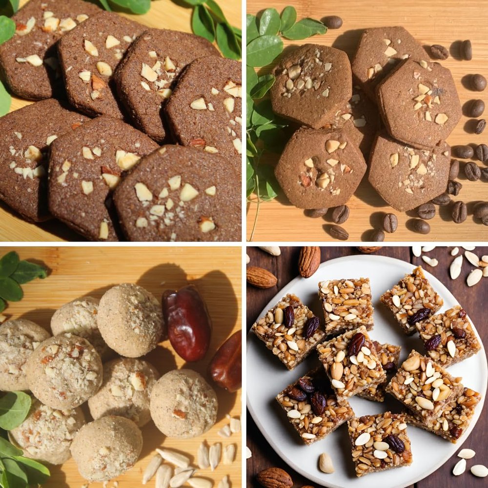 Moringa Box Premium Festive Hamper, Moringa Cookies, Moringa Energy Bites, 100% Natural, Whole Wheat, Buckwheat, Premium Cookies, Vegetarian, Gifting, 4 Variety Pack