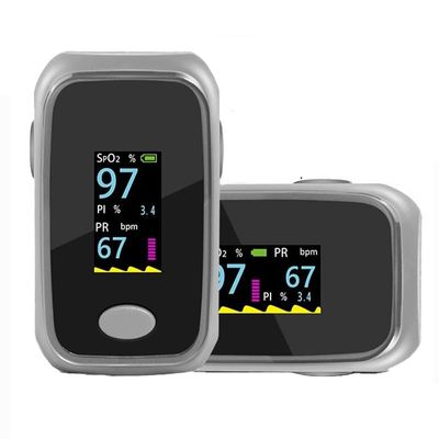 LUXUS LT-F21 Multi-Color OLED fingertip Pulse Oximeter with PI, continuous waveform, Alarm, 4 direction auto display digital oxymeter, 24 hour monitoring Pulse Oxi meter (Grey)