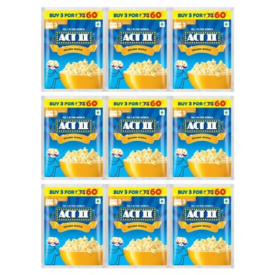 ACT II Instant Popcorn - Golden Sizzle - 495g (165g Pack of 3)