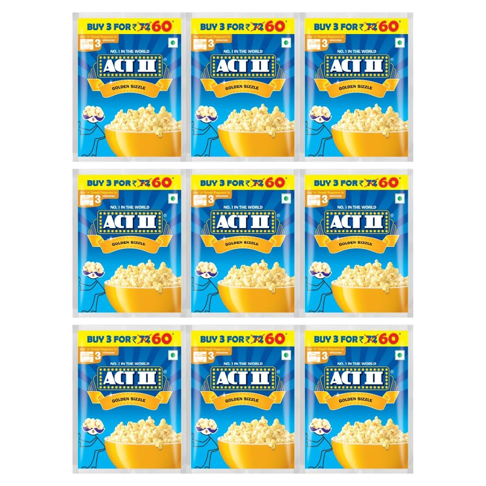 ACT II Instant Popcorn - Golden Sizzle - 495g (165g Pack of 3)