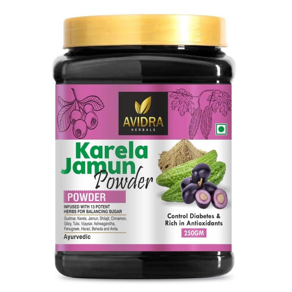 Avidra Herbals Karela Jamun Powder With 13 Potent Herbs Helps Regulate Sugar Management -Pack of 250 Gm Jar