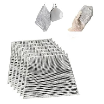 Dishwashing Rags Stainless Non-Scratch Wire Brush, Steel Scrubber for Utensils Cleaning, Multipurpose Wet and Dry Stainless-Steel (Pack of 6)