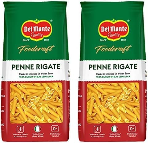 Del Monte FoodCraft Penne Pasta, 100% Durum Wheat Semolina, 1kg (Pack of 2)