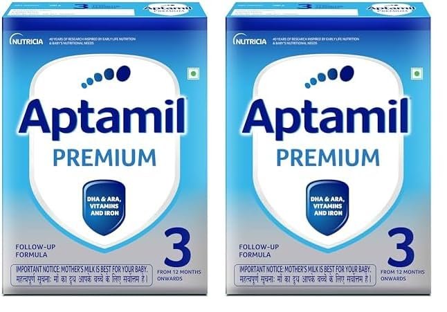 Aptamil Premium Infant Formula Milk Powder for Babies - Stage 3 (12-24 Months) - with Prebiotics and DHA - 400gms - BIB Pack (Pack of 2)