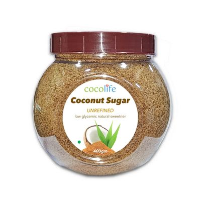 CocoLife Organic Coconut Sugar - 400gm | Unrefined Substitute | Coconut Natural Sweetener | 100% Pure & Healthy Replacer
