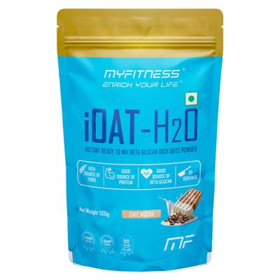 Oats Powder | iOat H2O | Instant Ready To Mix Beta Glucan Rich Flavoured Oats Powder | Breakfast Cereals (500g (Pack Of 1), Cafe Mocha)