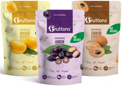 Fruttons Dehydrated Fruits Combo | Pack of 3 | Natural Fruits | Healthy Snack | No added Sugar | Smoothies and shakes | Healthy Breakfast | Preservative Free | Rich and High Source of Dietary Fibre | Dehydrated Jamun | Dehydrated Mango | Dehydrated C