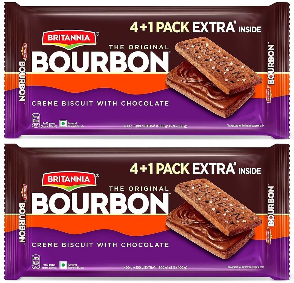 Truecart Britannia The Original Bourbon - Creme Biscuit With Chocolate| 500 Gm | Chocolatey Indulgence In Every Layer (Pack Of 2)