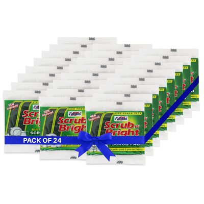 Fablas Scrub N Bright Nylon Scrub Pad (Pack of 24) - 7.5cm x 10cm, Durable Anti-Grease Technology, Removes Stubborn Stains, Long-Lasting & Cost-Effective for Tough Cleaning