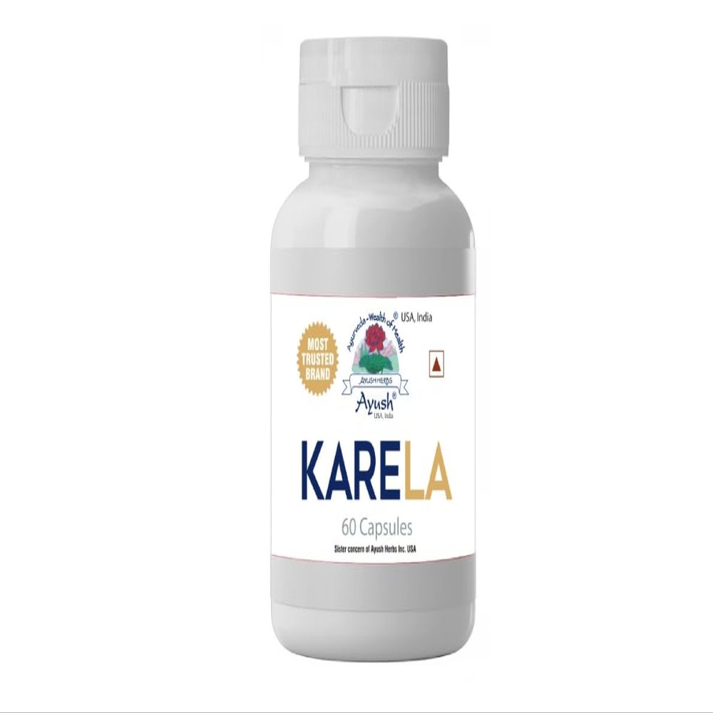 Ayush Herbs Karela Tablets - 60 Capsules || Promotes Healthy Sugar Levels || Natural Blood Purifier Ayurvedic Herbal Supplement for Sugar Management
