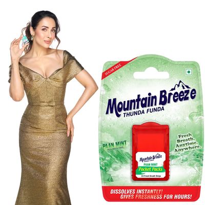 Mountain Breeze Sugar-Free Paanmint Fresh Breath Strips - Instant Freshness, 24 Strips Per Cassette (Pack of 7), Oral Hygiene Mouth Freshener