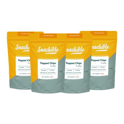 Snackible Truffle Chickpea Popped Chips (Pack of 4) - 30g | Healthy Snack | High Protein Snack | High Fibre Snack | Zero Cholestrol | No Palm Oil | No Trans Fat |
