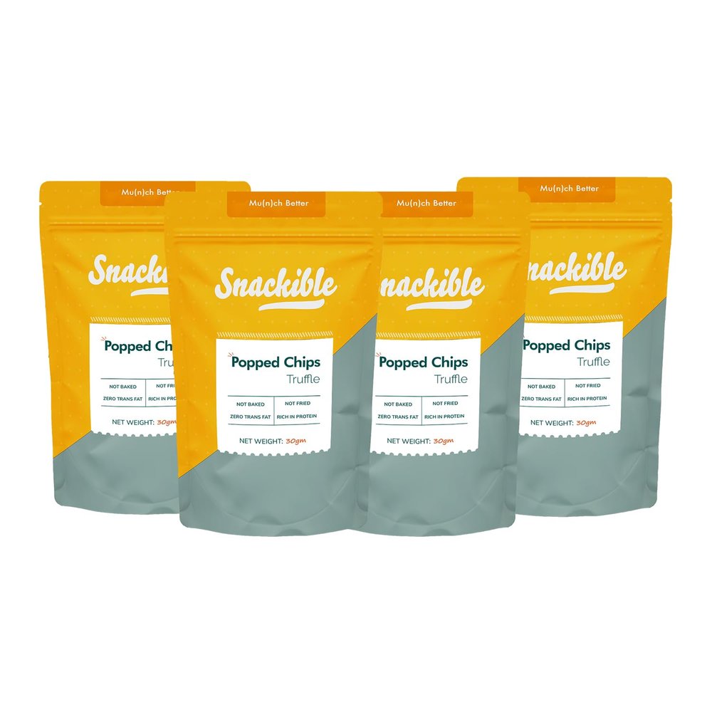 Snackible Truffle Chickpea Popped Chips (Pack of 4) - 30g | Healthy Snack | High Protein Snack | High Fibre Snack | Zero Cholestrol | No Palm Oil | No Trans Fat |