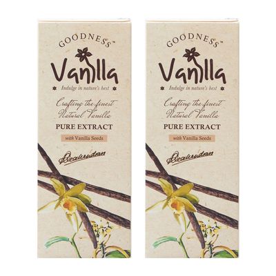 Goodness Vanilla 100% Natural Premium Vanilla Extract Liquid for Baking, Desserts, Whipped Cream & Frosting - 100 gm Each (Pack of 2)