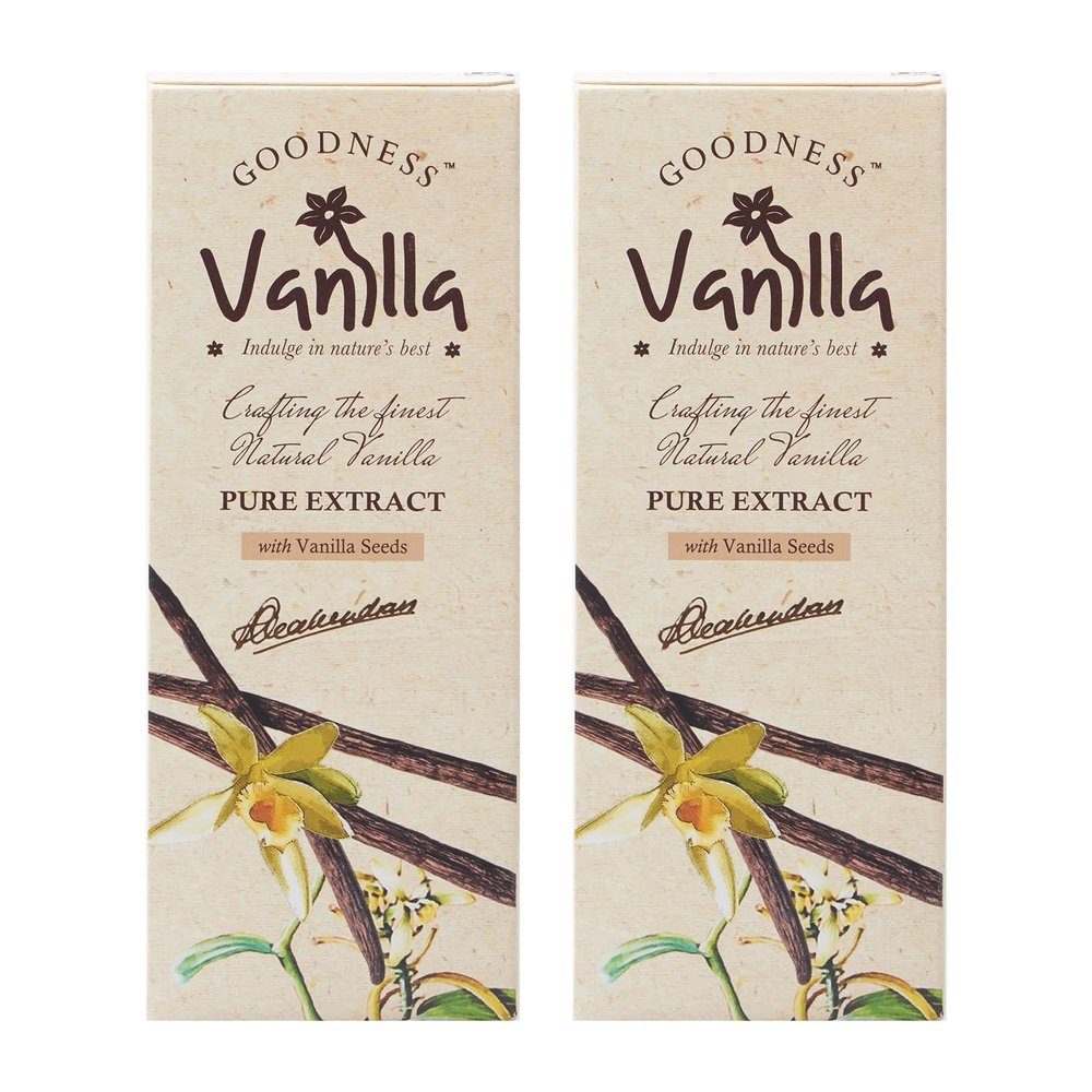 Goodness Vanilla 100% Natural Premium Vanilla Extract Liquid for Baking, Desserts, Whipped Cream & Frosting - 100 gm Each (Pack of 2)