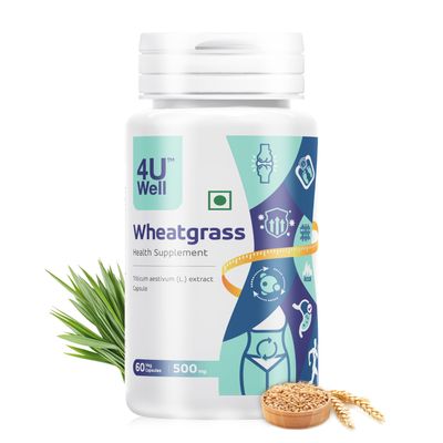 4UWell Wheatgrass tablets 500mg | Natural Detoxification, Antioxidant & Energy Boosting Superfood (60 Capsules)