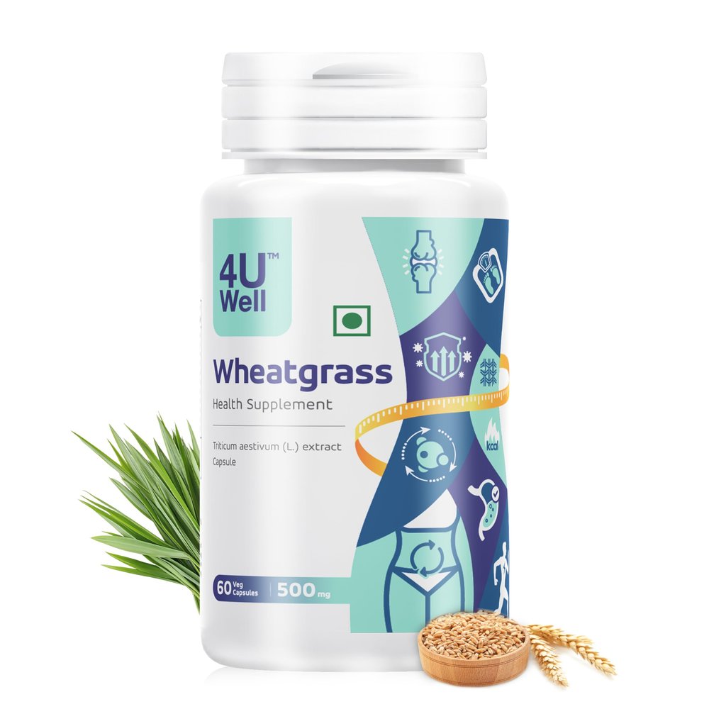 4UWell Wheatgrass tablets 500mg | Natural Detoxification, Antioxidant & Energy Boosting Superfood (60 Capsules)