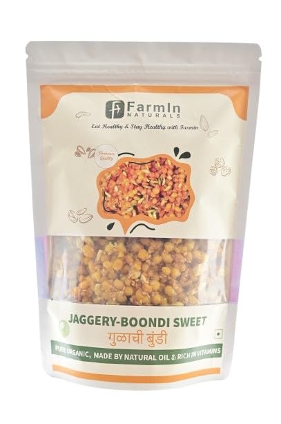 FARMIN Naturals KUMTA's Jaggery-Boondi Sweet/-  [Pure, Natural, No Preservatives Added], Jaggery Cube, Gud Jaggery 250gm