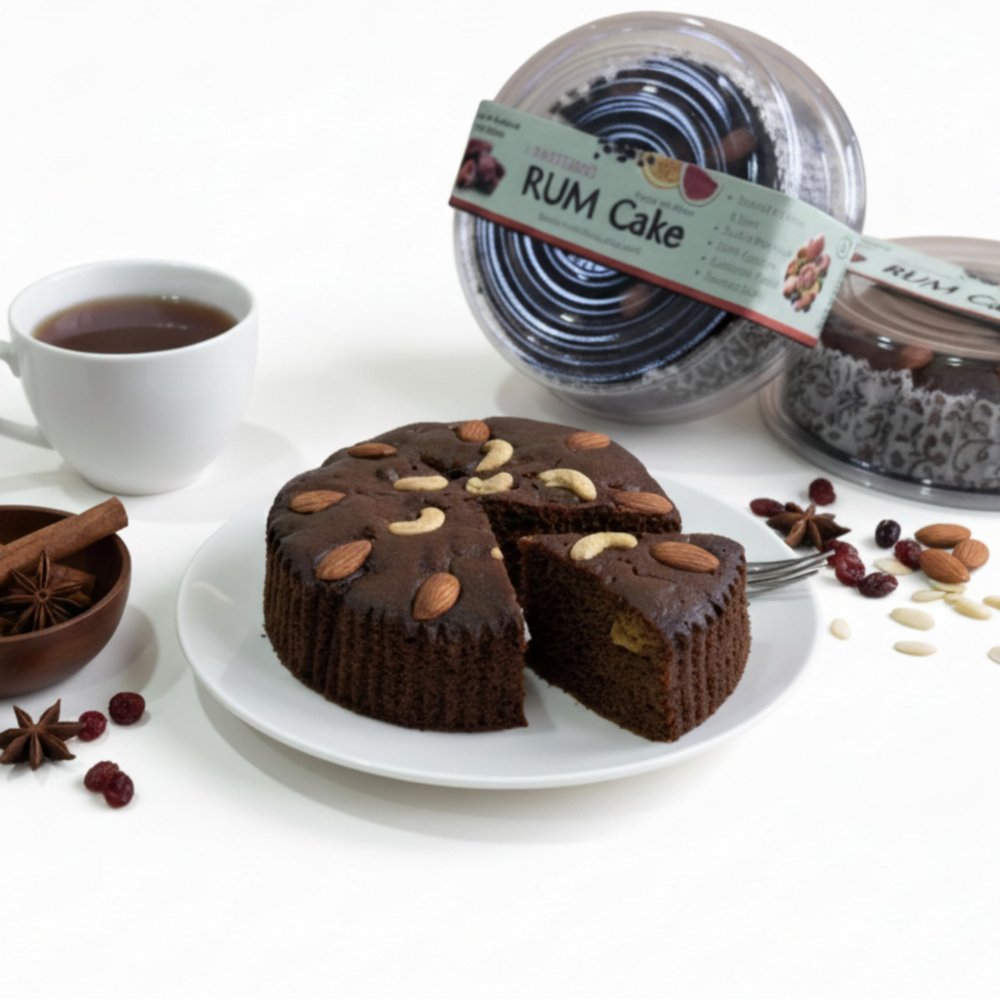 Kabir Cakes Eggless Rum Cake with Dry Fruits, Rich Authentic Rum Flavor | Creamless Cake (400 Grams)