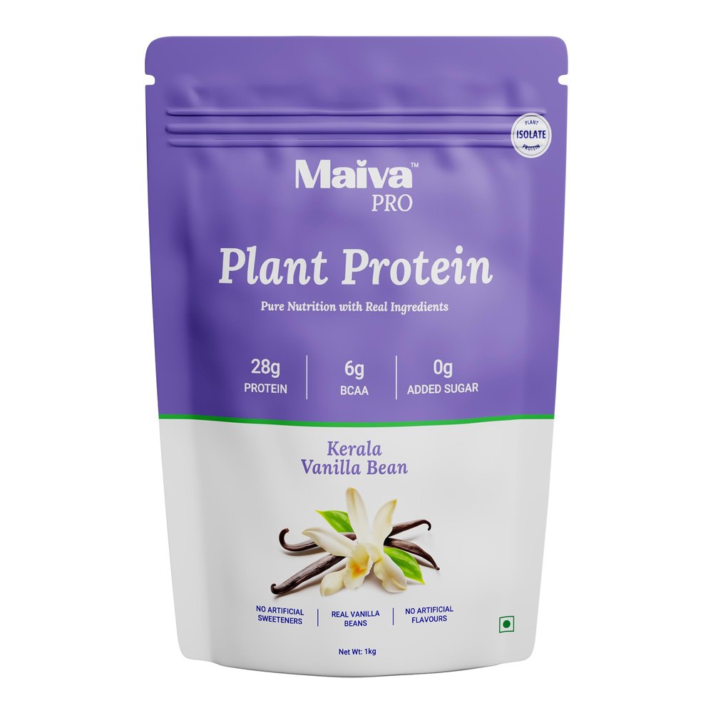 Maiva Pro | Plant Protein Isolate - Kerala Vanilla Bean - 1kg | 28g Protein, 6g BCAA | All Essential Amino Acids | Gut Friendly, Easy to Digest | Real Dates | Vegan, Dairy Free, No Preservatives