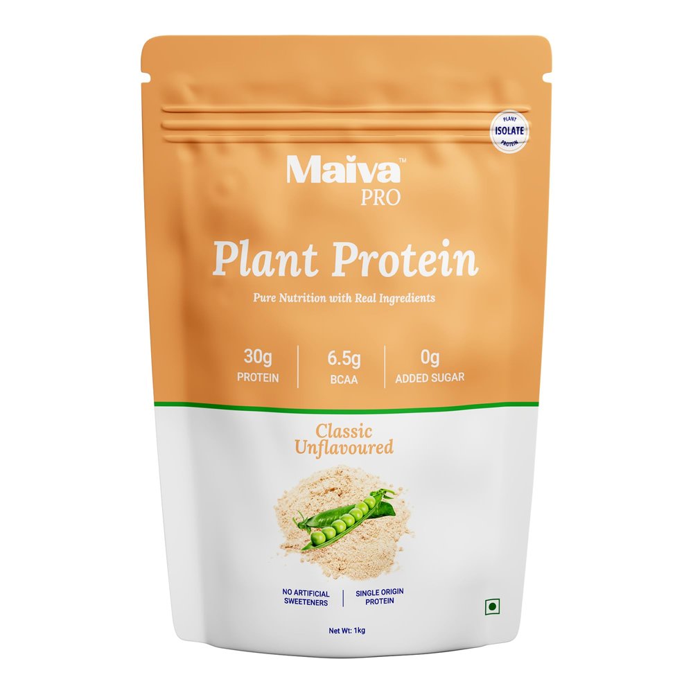 Maiva Pro | Plant Protein Isolate - Classic Unflavoured - 1kg | 30g Protein, 6.5g BCAA | All Essential Amino Acids | Gut Friendly, Easy to Digest | Vegan, Dairy Free, No Preservatives