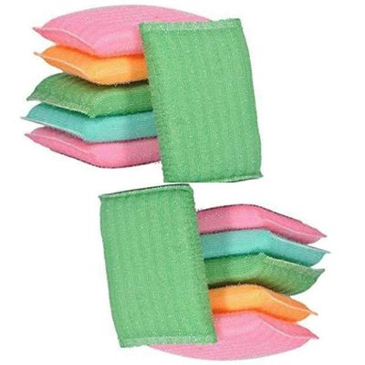HZ HUZOYA 10Pcs Multi-Purpose Plastic Sponge Juna Foam for Kitchen Utensil Scrubber Pad,Bartan ka Juna,Scratch Proof Juna for Dish Wash,Bathroom and Toilet Cleaning